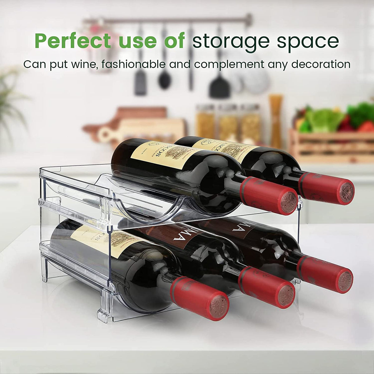 Organizador Apilable de Botellas para Alacena y Nevera - Pack de 2