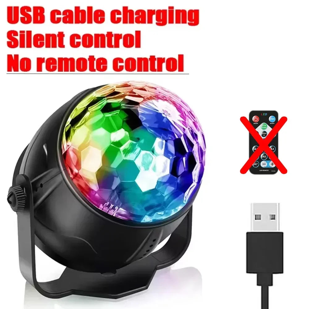 Luz LED RGB de Discoteca - Bola Giratoria para Fiestas con Control por Sonido