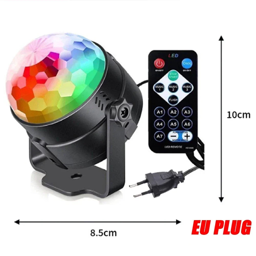 Luz LED RGB de Discoteca - Bola Giratoria para Fiestas con Control por Sonido