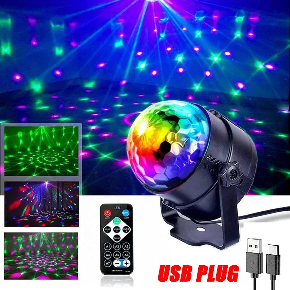 Luz LED RGB de Discoteca - Bola Giratoria para Fiestas con Control por Sonido