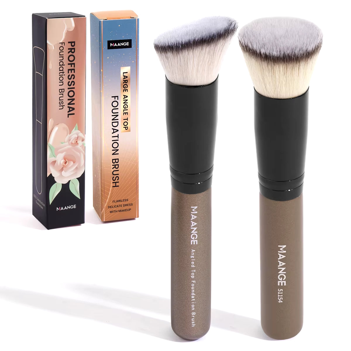 Set de 2 Brochas de Maquillaje Kabuki para Base y Polvo - Cerdas Suaves