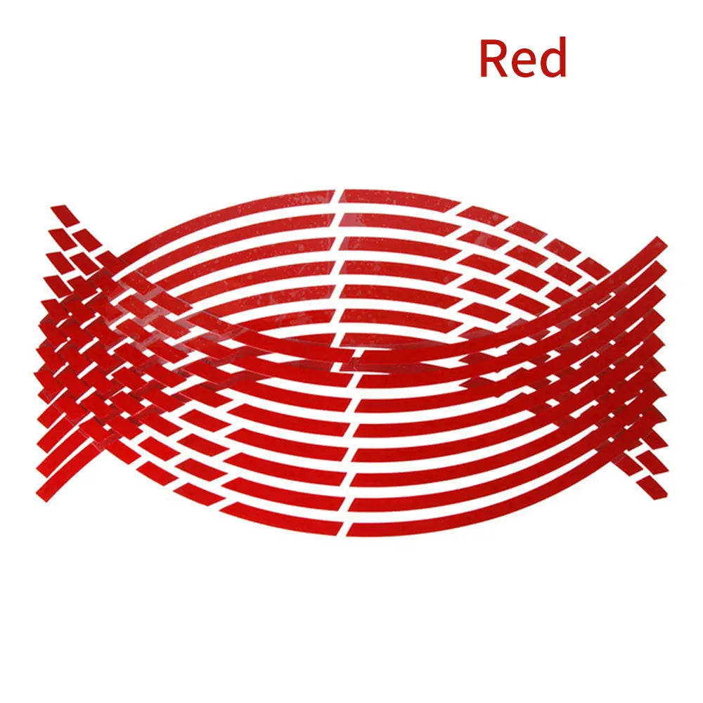 16Pcs 17"18" Strips Motorcycle Wheel Stickers Car Reflective Rim Tape Motorbike Moto Bicycle Bike Auto Tire Decals Universal