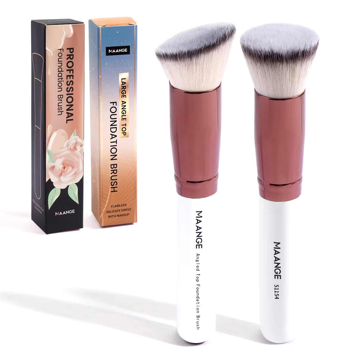 Set de 2 Brochas de Maquillaje Kabuki para Base y Polvo - Cerdas Suaves