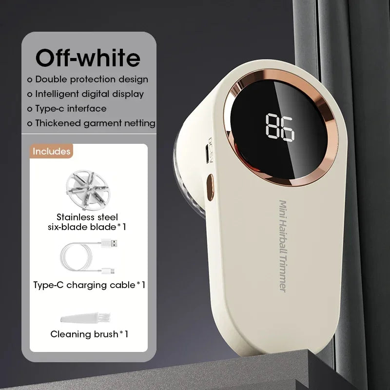 Quita Pelusas Eléctrico Recargable con Pantalla LED - Removedor de Motas y Bolitas para Ropa, Suéteres y Sofás