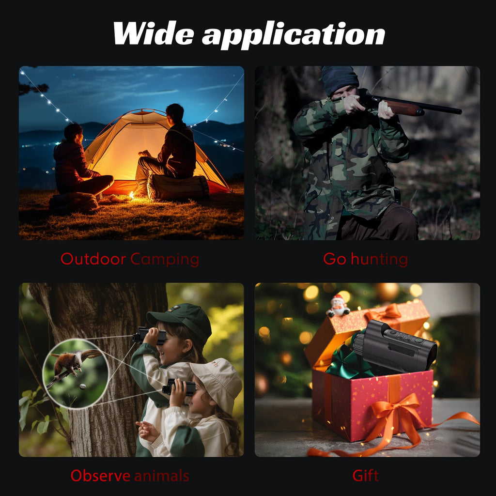 Monocular de Visión Nocturna 1080P con Zoom 10X - Cámara Infrarroja para Caza, Camping y Exploración, Graba Foto y Vídeo
