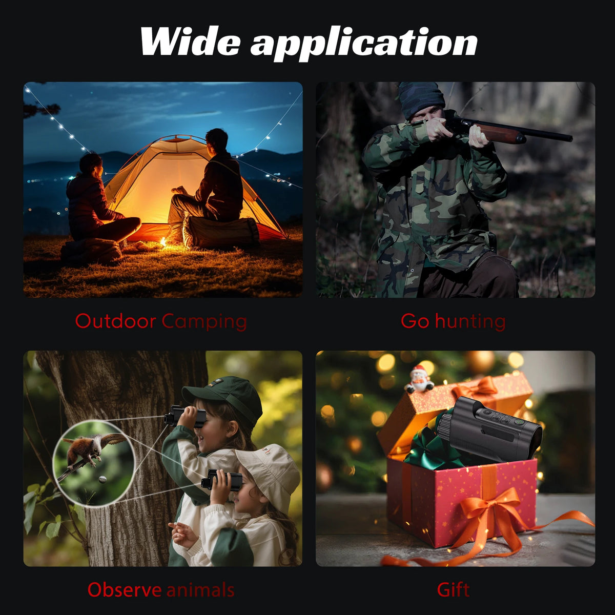 Monocular de Visión Nocturna 1080P con Zoom 10X - Cámara Infrarroja para Caza, Camping y Exploración, Graba Foto y Vídeo