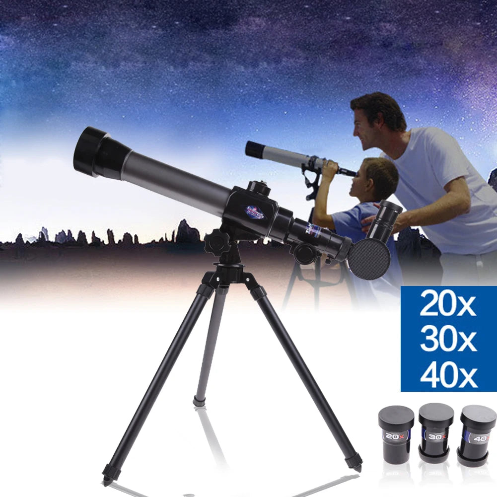 Telescopio Astronómico 50mm para Niños y Principiantes - Monocular 20X/30X/40X con Trípode y 3 Oculares