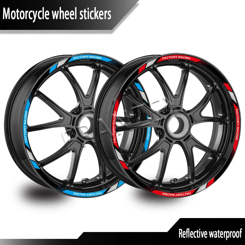 Tiras Reflectantes para Llantas - Set de 16, Cinta Adhesiva para Rines de Moto, Bici y Auto (17-18"), Impermeable