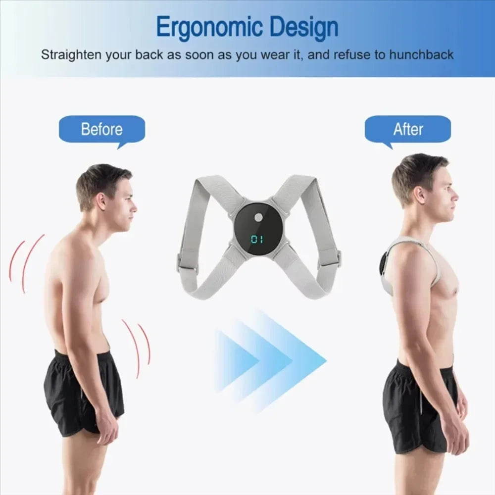 Corrector de Postura Inteligente con Vibración - Enderezador de Espalda Invisible y Ajustable para Hombre, Mujer y Niños