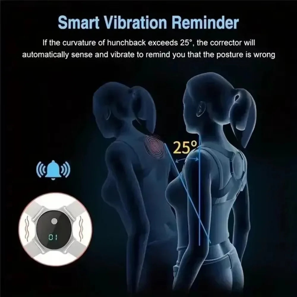 Corrector de Postura Inteligente con Vibración - Enderezador de Espalda Invisible y Ajustable para Hombre, Mujer y Niños
