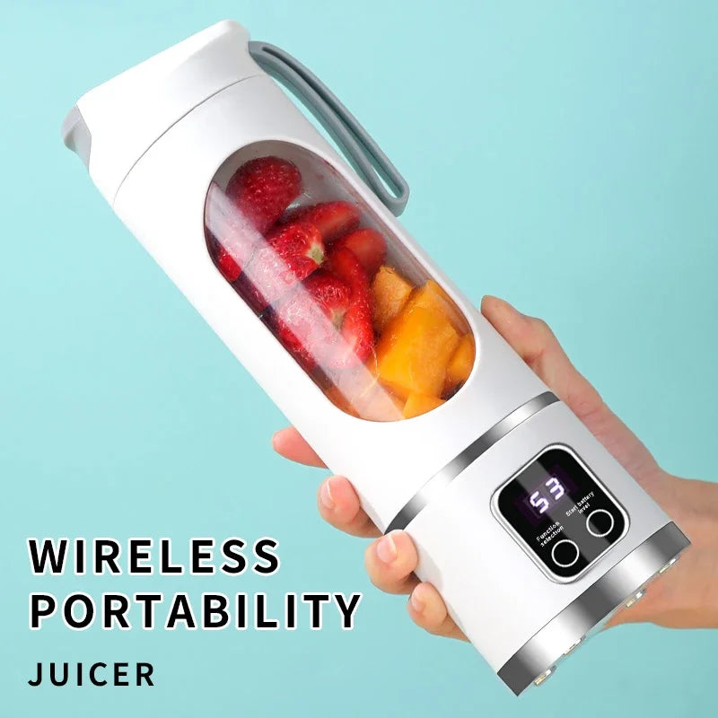 Batidora Portátil Recargable USB - 10 Aspas, 450ml | Smoothies y Jugos en Cualquier Lugar