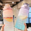 Botella de Agua Motivacional 2L con Pajita y Marcas de Tiempo - Sin BPA para Gimnasio, Oficina y Deporte