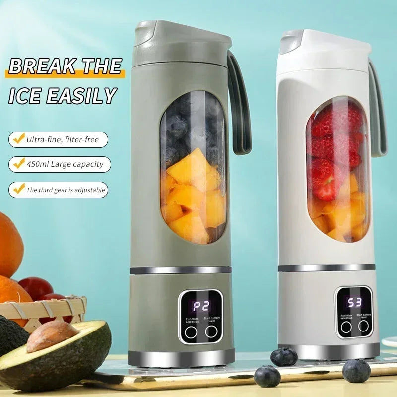 Batidora Portátil Recargable USB - 10 Aspas, 450ml | Smoothies y Jugos en Cualquier Lugar