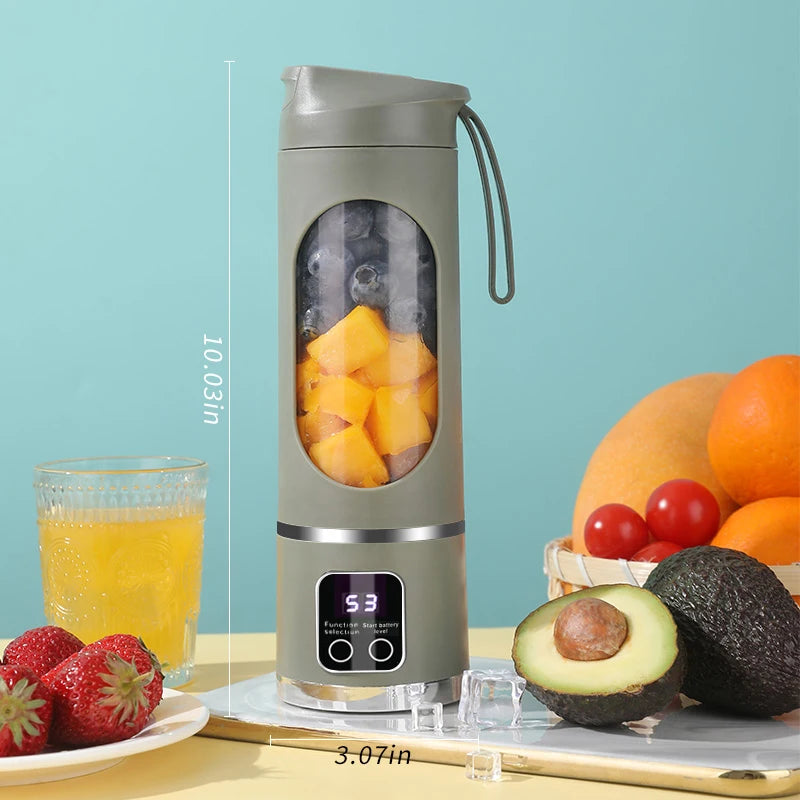 Batidora Portátil Recargable USB - 10 Aspas, 450ml | Smoothies y Jugos en Cualquier Lugar