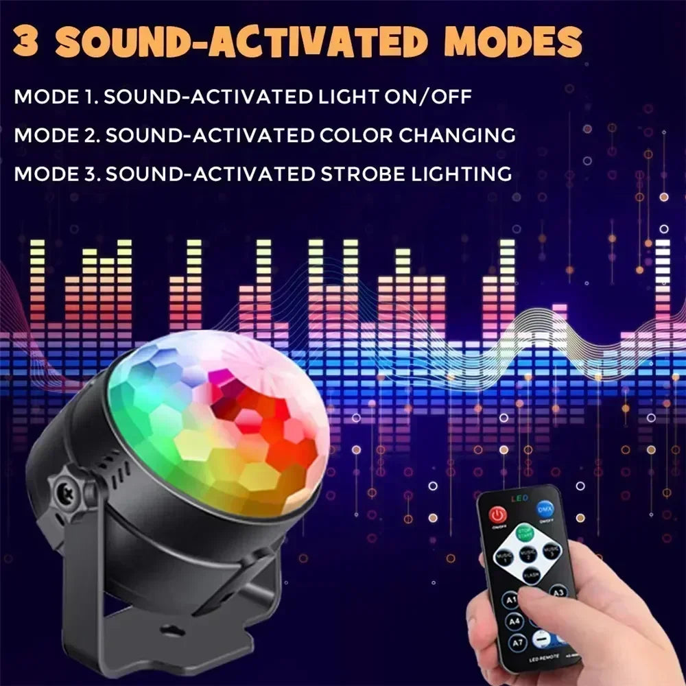 Luz LED RGB de Discoteca - Bola Giratoria para Fiestas con Control por Sonido