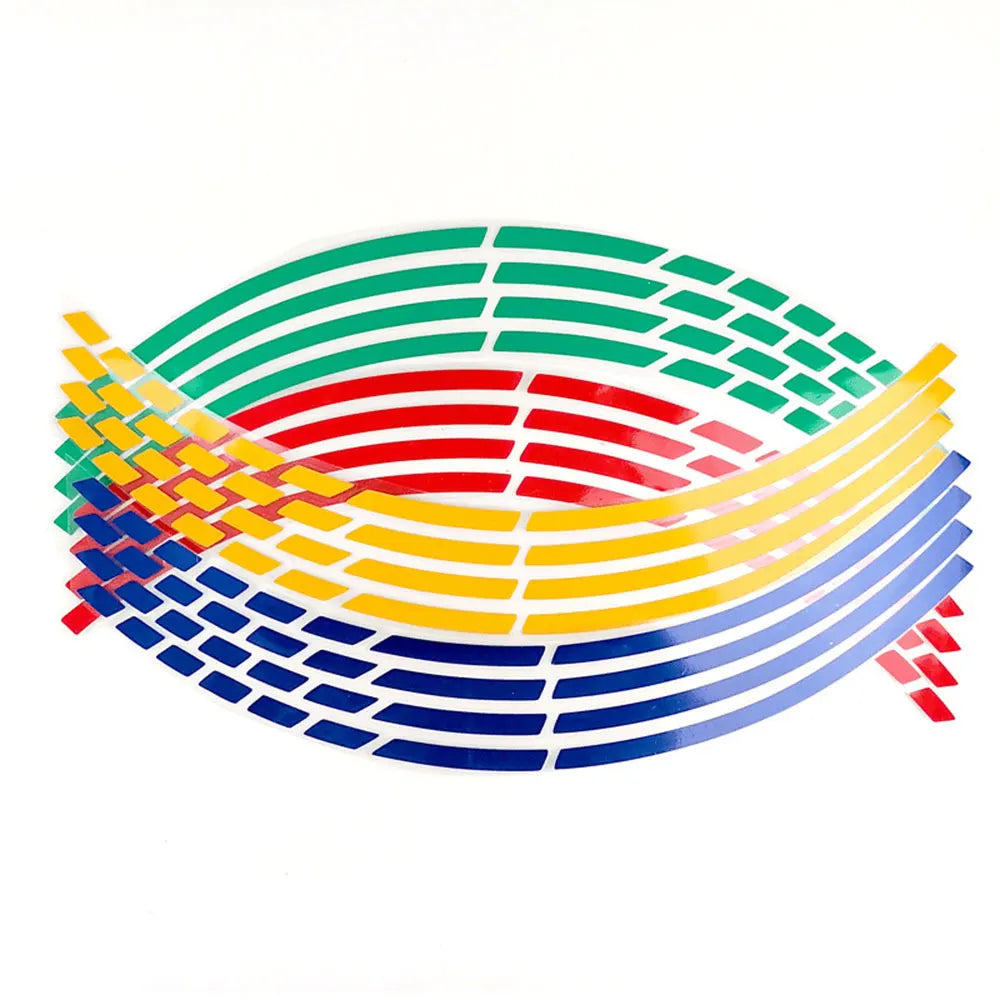 16Pcs 17"18" Strips Motorcycle Wheel Stickers Car Reflective Rim Tape Motorbike Moto Bicycle Bike Auto Tire Decals Universal