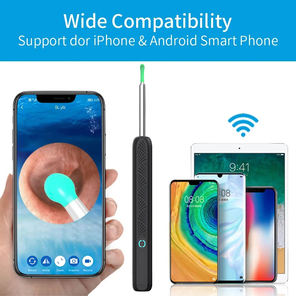 Limpiador de Oídos Inalámbrico con Cámara HD - Endoscopio Visual para Cerumen, Compatible con iOS y Android
