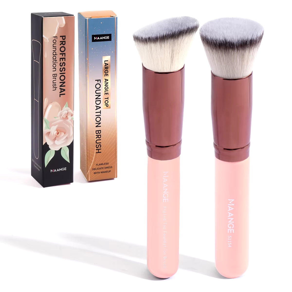 Set de 2 Brochas de Maquillaje Kabuki para Base y Polvo - Cerdas Suaves