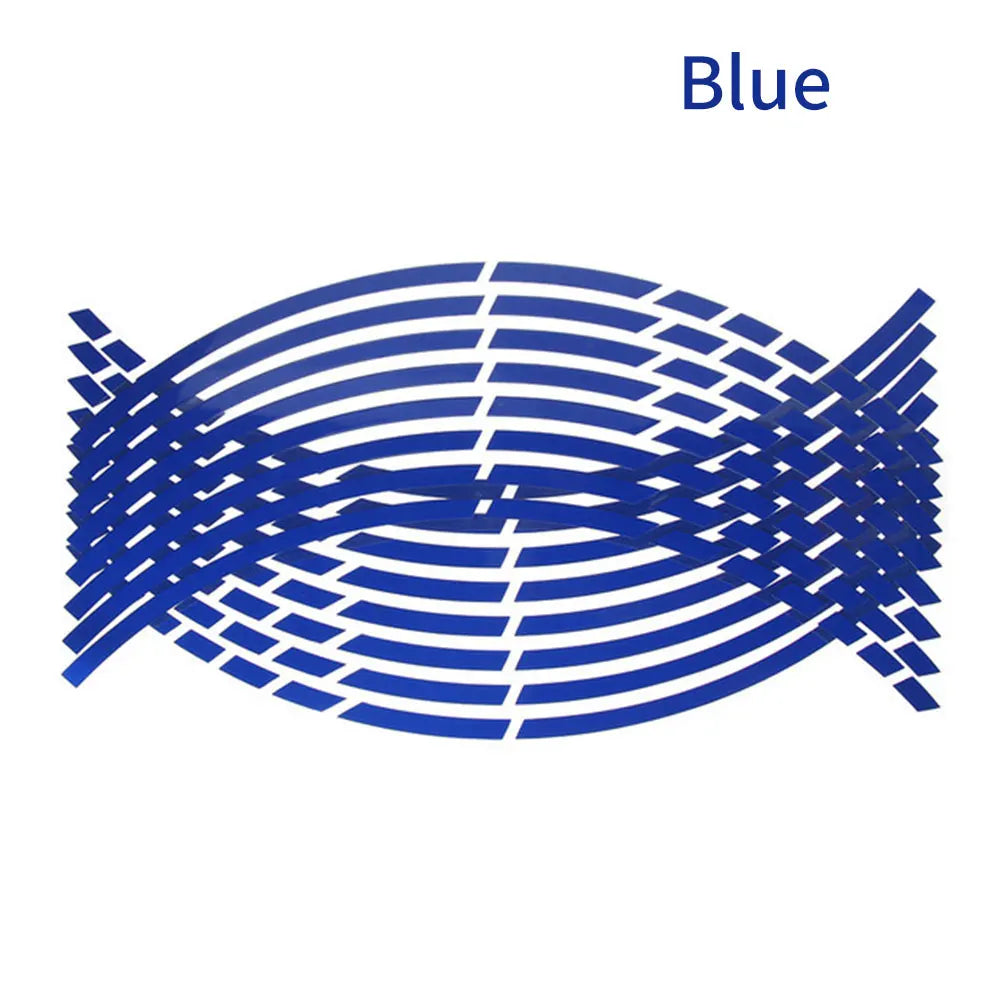 16Pcs 17"18" Strips Motorcycle Wheel Stickers Car Reflective Rim Tape Motorbike Moto Bicycle Bike Auto Tire Decals Universal