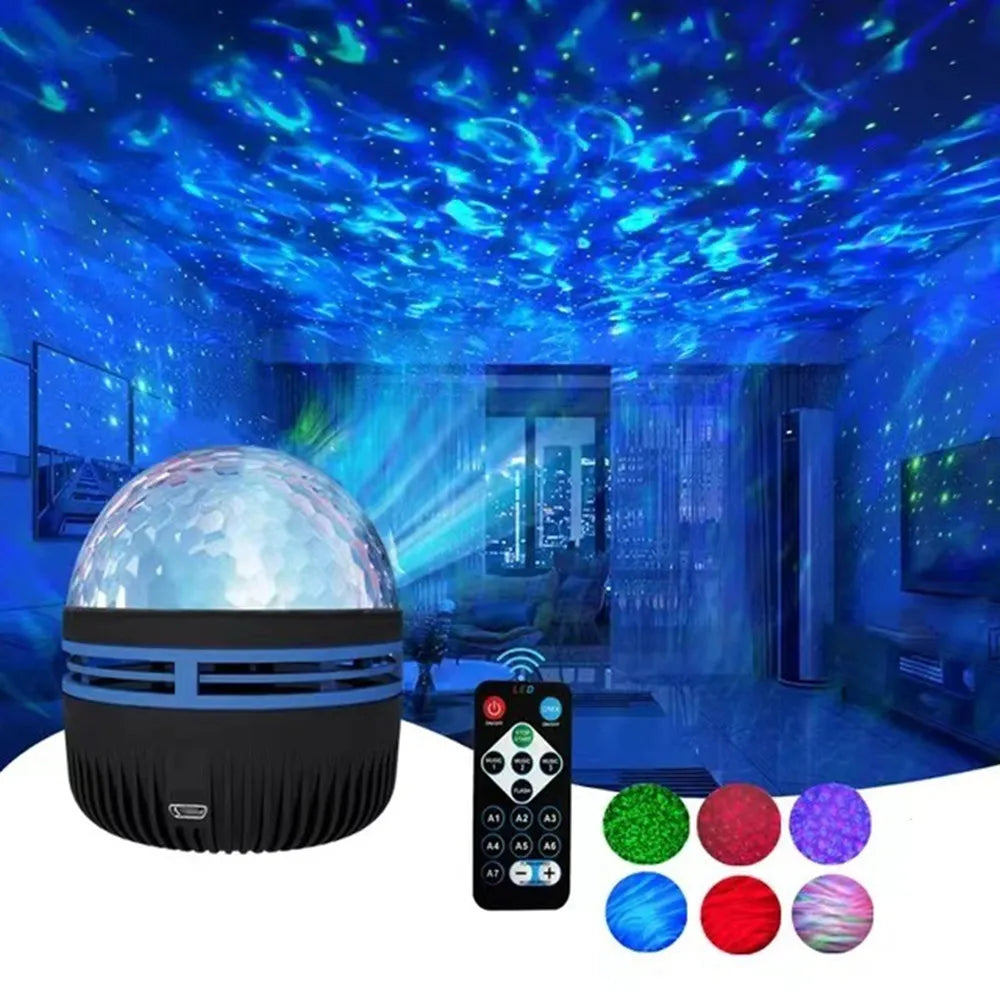 Proyector Galaxia LED con Control Remoto - Luz Nocturna Aurora 360° para Dormitorio, Techo y Fiestas