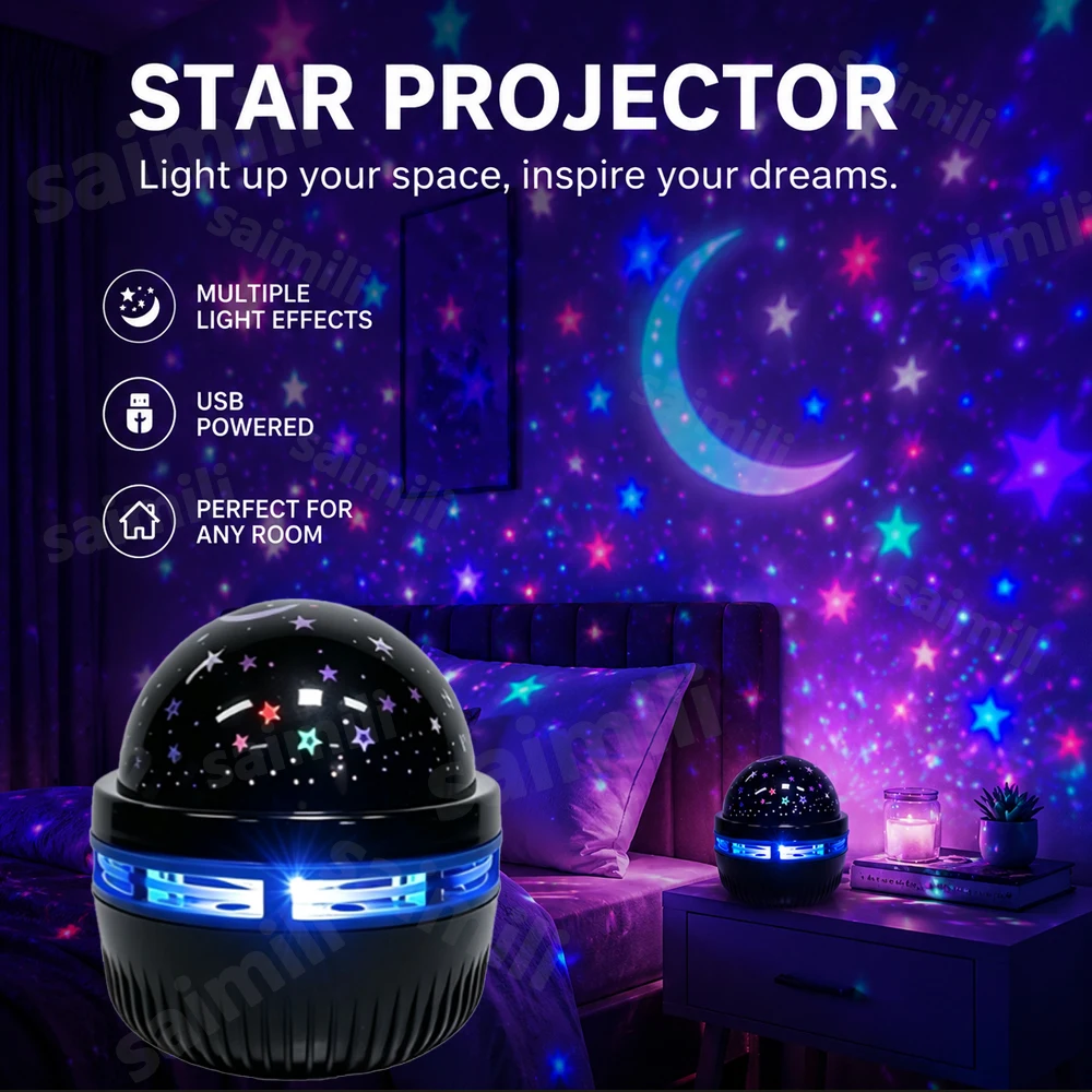 Proyector Galaxia LED - Lámpara de Noche Cielo Estrellado con Control Remoto, Luz RGB para Dormitorio y Fiestas