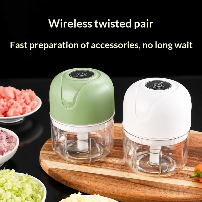 Mini Picador Eléctrico de Alimentos 250ml - Recargable USB, Inalámbrico para Ajo, Verduras, Carne y Comida de Bebé