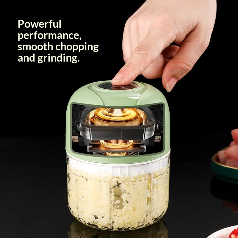Mini Picador Eléctrico de Alimentos 250ml - Recargable USB, Inalámbrico para Ajo, Verduras, Carne y Comida de Bebé