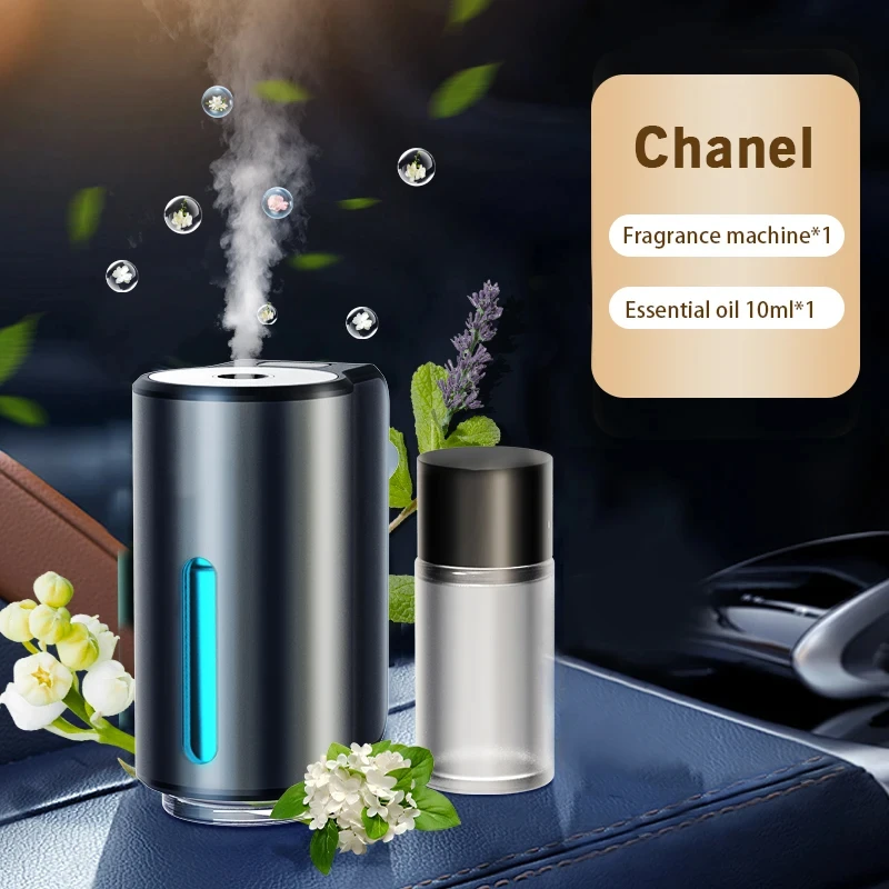 Difusor de Aroma para Coche - Humidificador Aromático Recargable USB con Aceite Esencial y Luz LED, Ambientador de Auto
