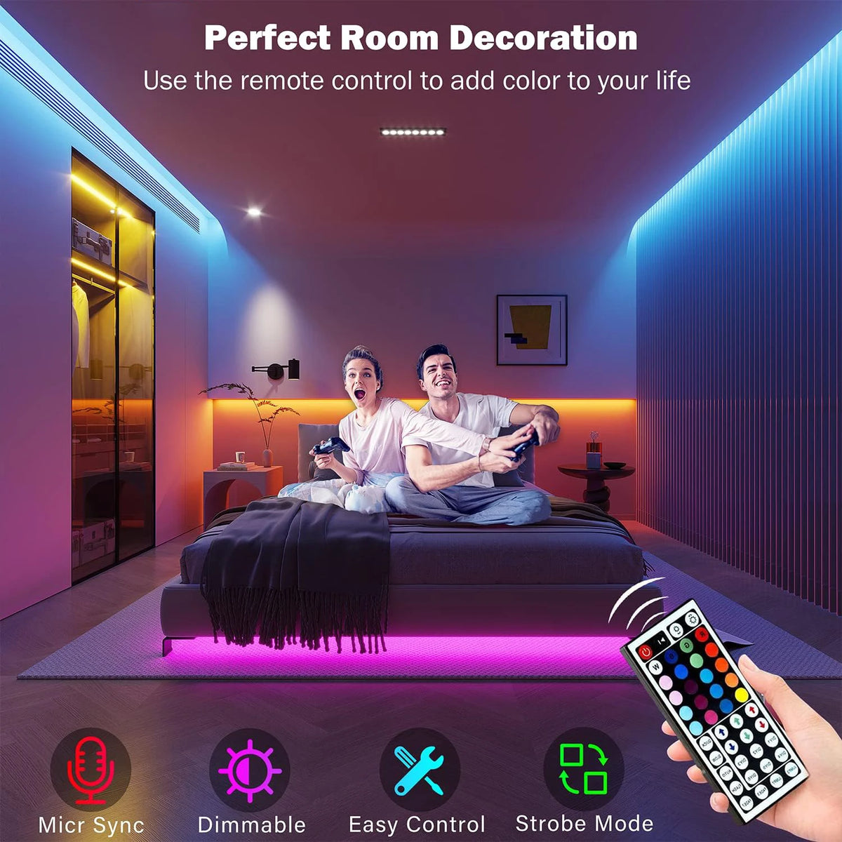 Tiras de Luces LED RGB 10 Metros - Control por App y Remoto, Sincroniza con la Música | Decoración