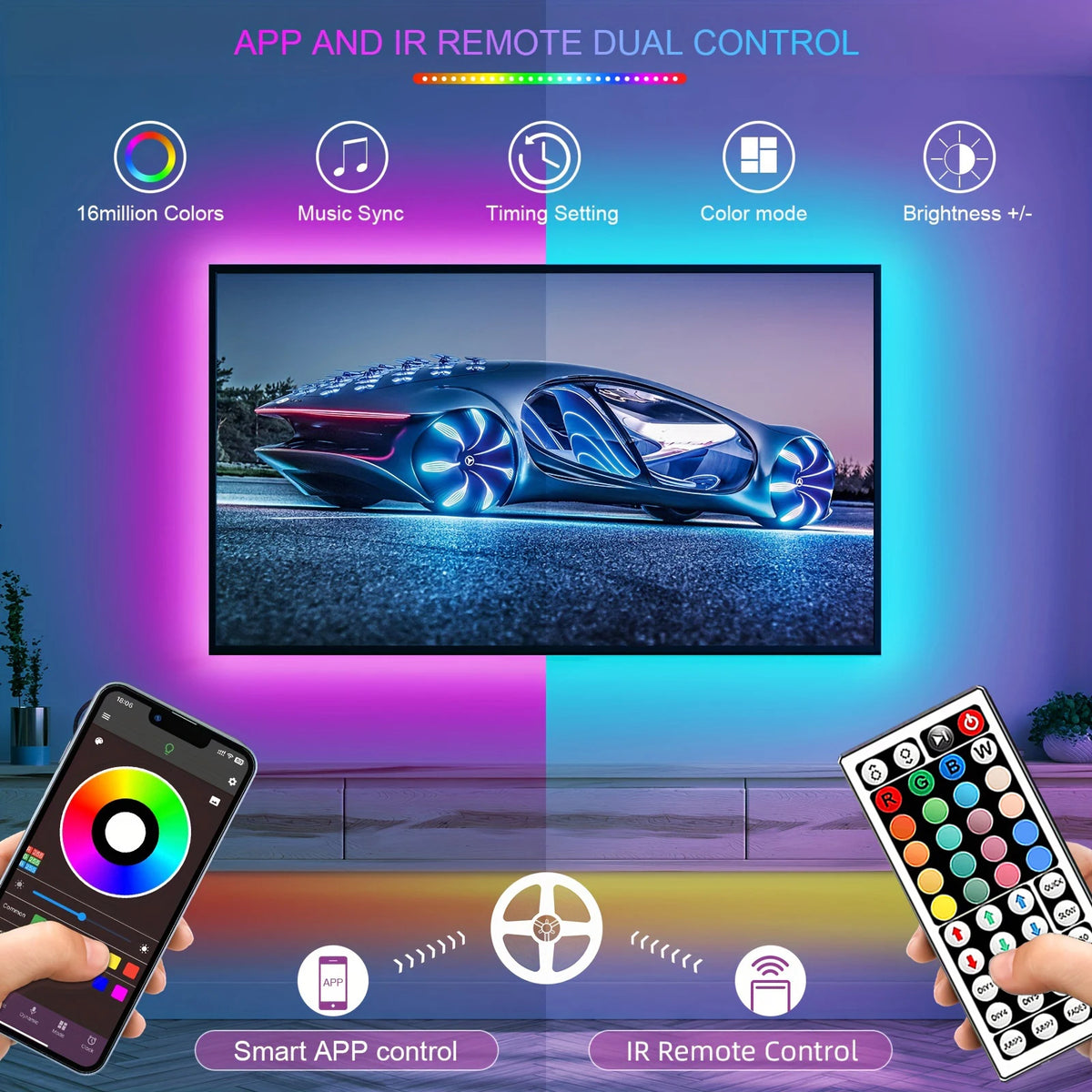 Tiras de Luces LED RGB 10 Metros - Control por App y Remoto, Sincroniza con la Música | Decoración