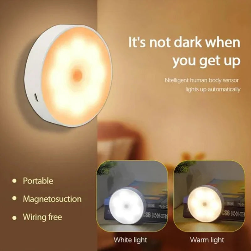 Lámpara LED con Sensor de Movimiento Recargable USB - Luz Inalámbrica Adhesiva para Armario, Cocina y Escaleras