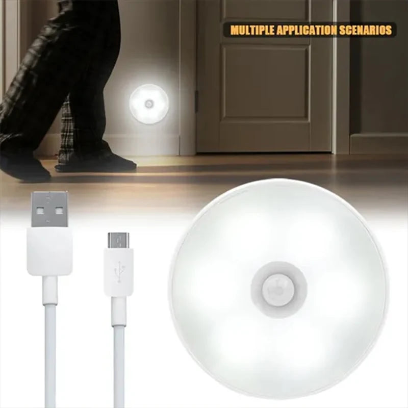Lámpara LED con Sensor de Movimiento Recargable USB - Luz Inalámbrica Adhesiva para Armario, Cocina y Escaleras