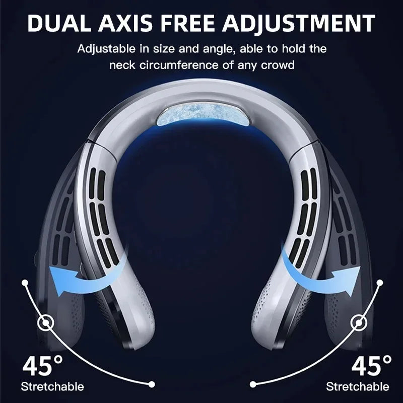 Ventilador de Cuello Portátil 8000mAh Sin Aspas - Recargable USB, Silencioso, 3 Velocidades para Verano y Deporte